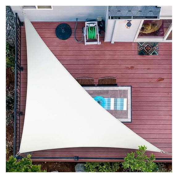 9' x 11' x 14.2' White Sun Shade Sail UPF50 Right Triangle SMTAPRT14 Canopy Fabric Cloth Screen, Water Air Permeable & UV Resistant, Heavy Duty (We Customize Size)