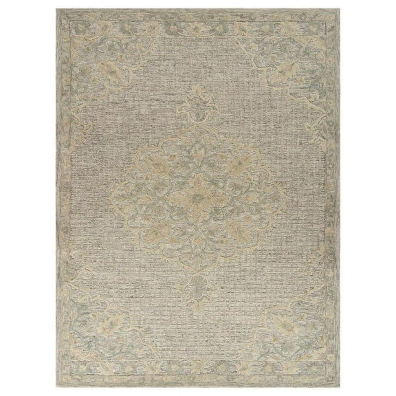 9’ x 12’ Beige Distressed Floral Area Rug
