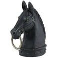 thumbnail image 1 of 9" x 12" Black Polystone Antique Style Head Horse Sculpture with Hitching Post and Gold Accents, by DecMode, 1 of 14