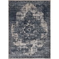 thumbnail image 1 of 9' x 12' Blue and Gray Distressed Medallion Rectangular Area Throw Rug, 1 of 2