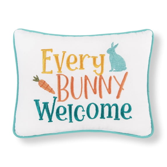 "Every Bunny Welcome" Easter Cotton Blend Mini Accent Pillow 9" x 12"