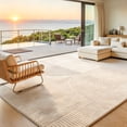 thumbnail image 1 of ZRSDIXK 9'x12' Area Rugs for Living Room, Arch Pattern Low Pile Textured Rugs Carpets, Washable Modern Rug for Living Room Bedroom Dining Room, Beige, 1 of 11