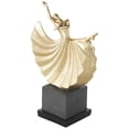 thumbnail image 1 of 9" x 12" Gold Polystone Dancer Sculpture with Black Square Base, by DecMode, 1 of 9