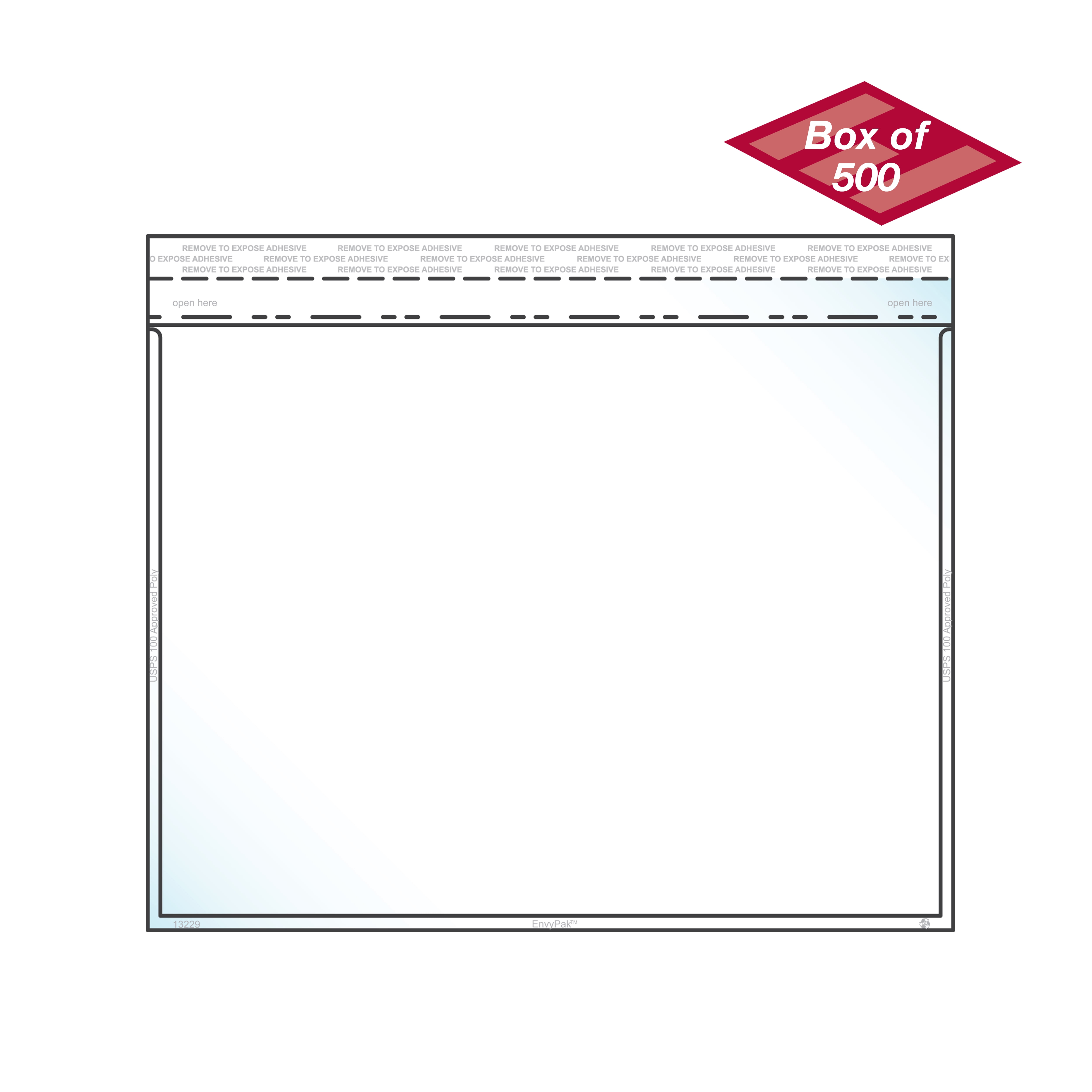 9" x 12" Horizontal Catalog Envelope Crystal Clear, Permanent Tape (8.5″ x 11″ Insert Size) - Box of 500 - Made in USA