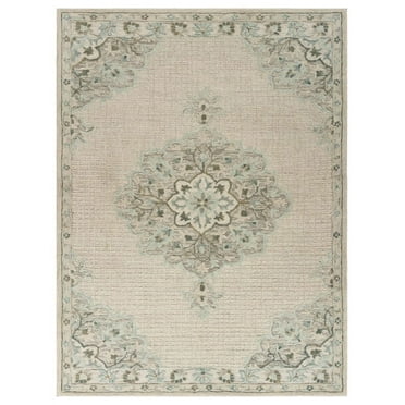 9â€™ x 12â€™ Ivory Distressed Floral Area Rug
