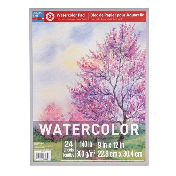9" x 12" Level 2 Watercolor Pad by Artist's Loft - Heavyweight and Acid Free Paper for Watercolor - Gouache - and Acrylic - 1 Pack