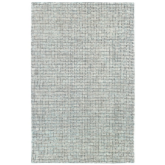 9’ x 12’ Navy and Ivory Grids Area Rug
