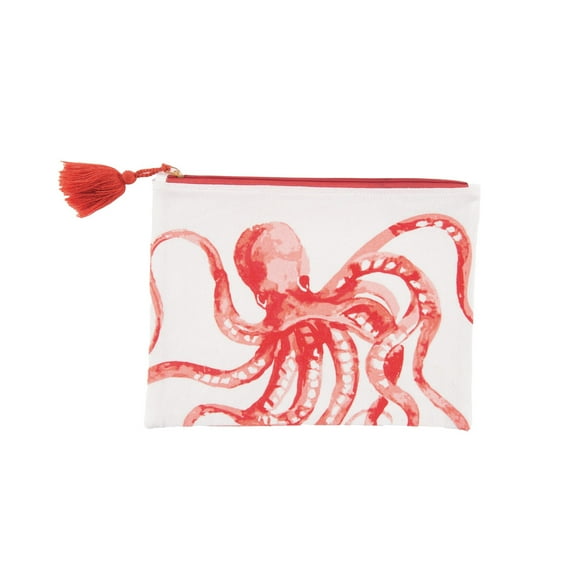 9" x 12" Octopus Nautical Design Printed Decorative Zipper Pouch Organizer Purse