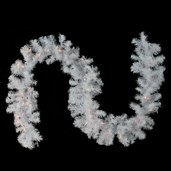 Northlight 9' x 12" Prelit White Crystal Spruce Artificial Christmas Garland - Clear Lights