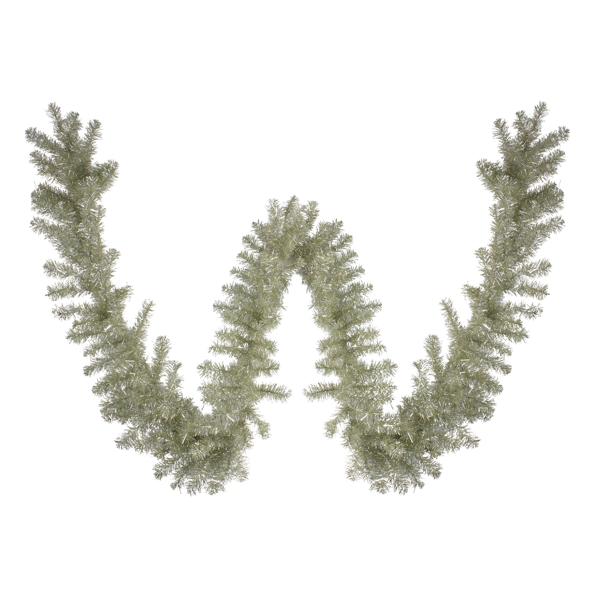 9 x 12 Pre-lit Metallic Sheer Champagne Artificial Christmas Tinsel Garland - Clear Lights