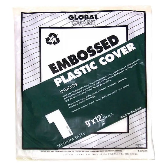 9' x 12' Premier Paint Roller 28040 Global Guard Embossed Plastic Dropcloth 2-Mil