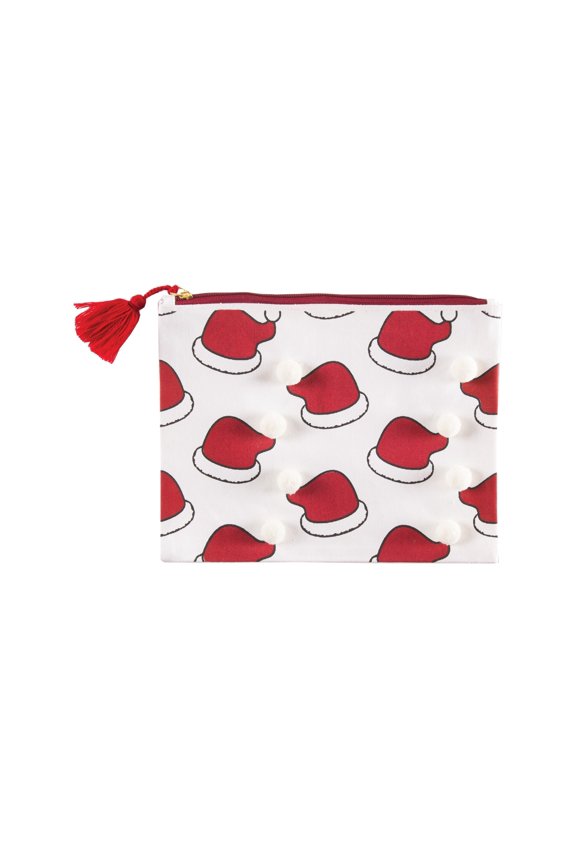 9" x 12" Santa Claus Hat Christmas Zipper Makeup Bag Organizer Pouch