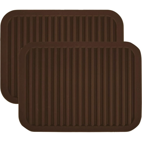 9" x 12" Silicone Pot Holder, Trivet Mat, Baking Gadget Kitchen Table Mat, Silicone Drying Mat - Waterproof, Heat Insulation, Insulated, Non-Slip, Tableware Pad Coasters (Brown - 2 Pack)