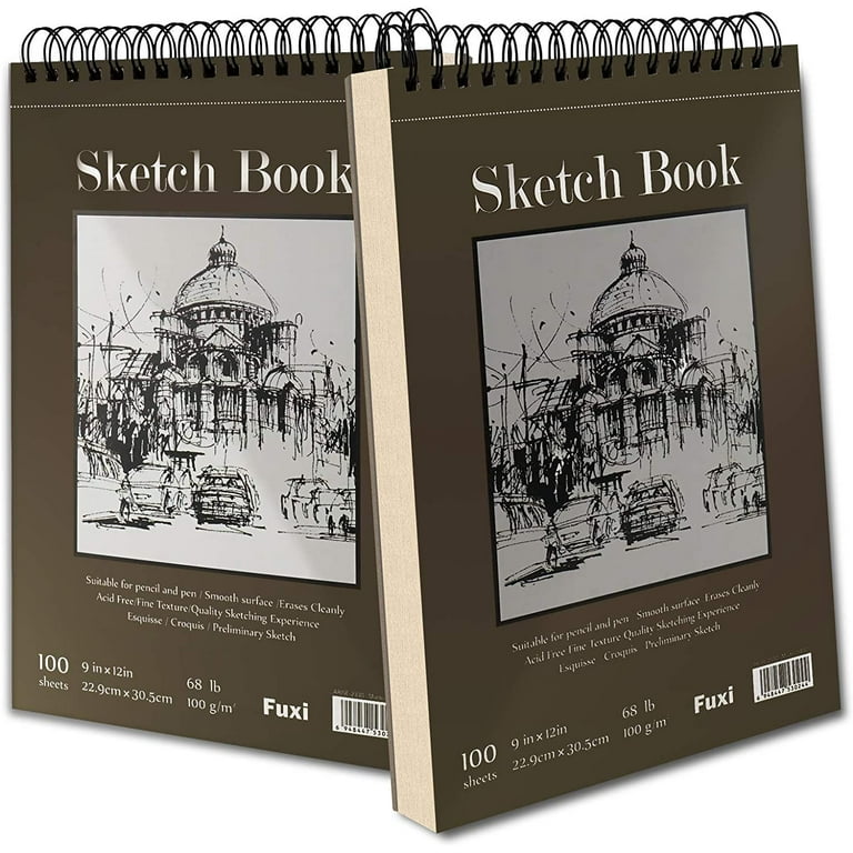 Soucolor 9 x 12 Sketch Book, 1-Pack 100 Sheets Spiral Bound Art  Sketchbook, Acid Free (68lb/100gsm) Artist Drawing Book Paper Painting  Sketching Pad