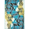 thumbnail image 1 of 9' x 12' Turquoise Blue and Gray Abstract Eclectic Rectangular Area Throw Rug, 1 of 7
