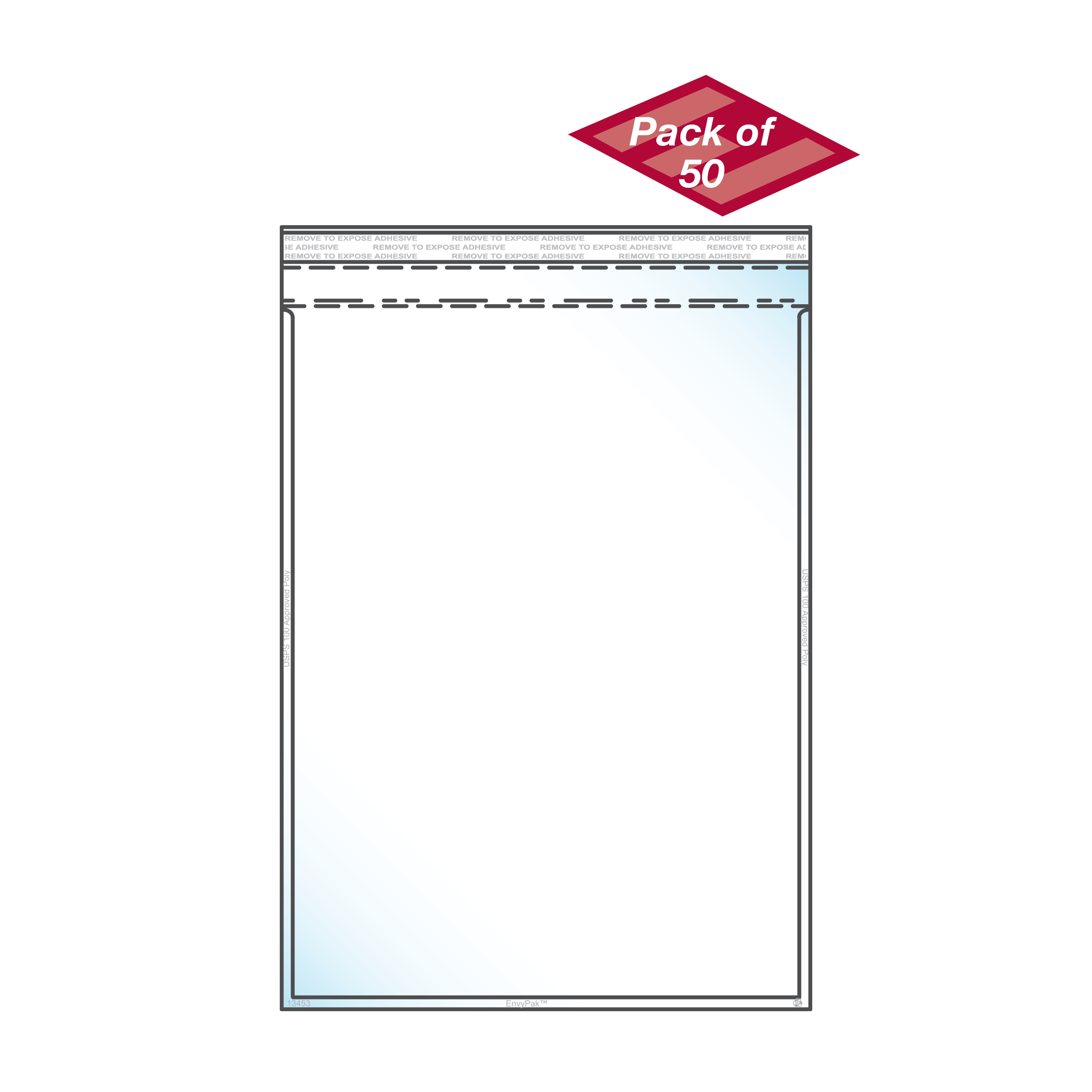 9" x 12" Vertical Catalog Envelope Crystal Clear, Permanent Tape, 8.5″ x 11″ Insert Size - Pack of 50 - Made in USA