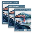 thumbnail image 1 of 9" x 12" Watercolor Pad, 3 Pack (150 Extra Heavyweight Sheets), 140 lb/300gsm, by Better Office Products, Gaouche Book with Fold-Over Cover, Gum Bound Easy Tear, Acid Free, Cold Press, Natural White, 1 of 6