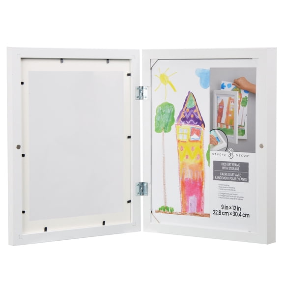 9" x 12" White Kids Artwork Display Frame by Studio DÃ©cor - Display Children's Drawing and Artwork - Hold Up to 50 Pieces - 1 Pack
