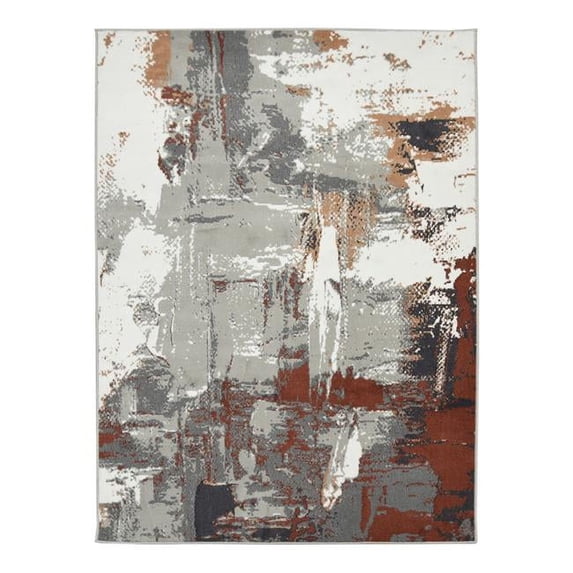 9 x 12 ft. Abstract Power Loom Rectangle Area Rug, Rust