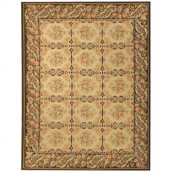 9 x 12 ft. Avignon Flat Woven Area Rug - Gold & Dark Brown
