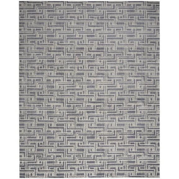 9 x 12 ft. Blue Geometric Distressed Rectangle Area Rug