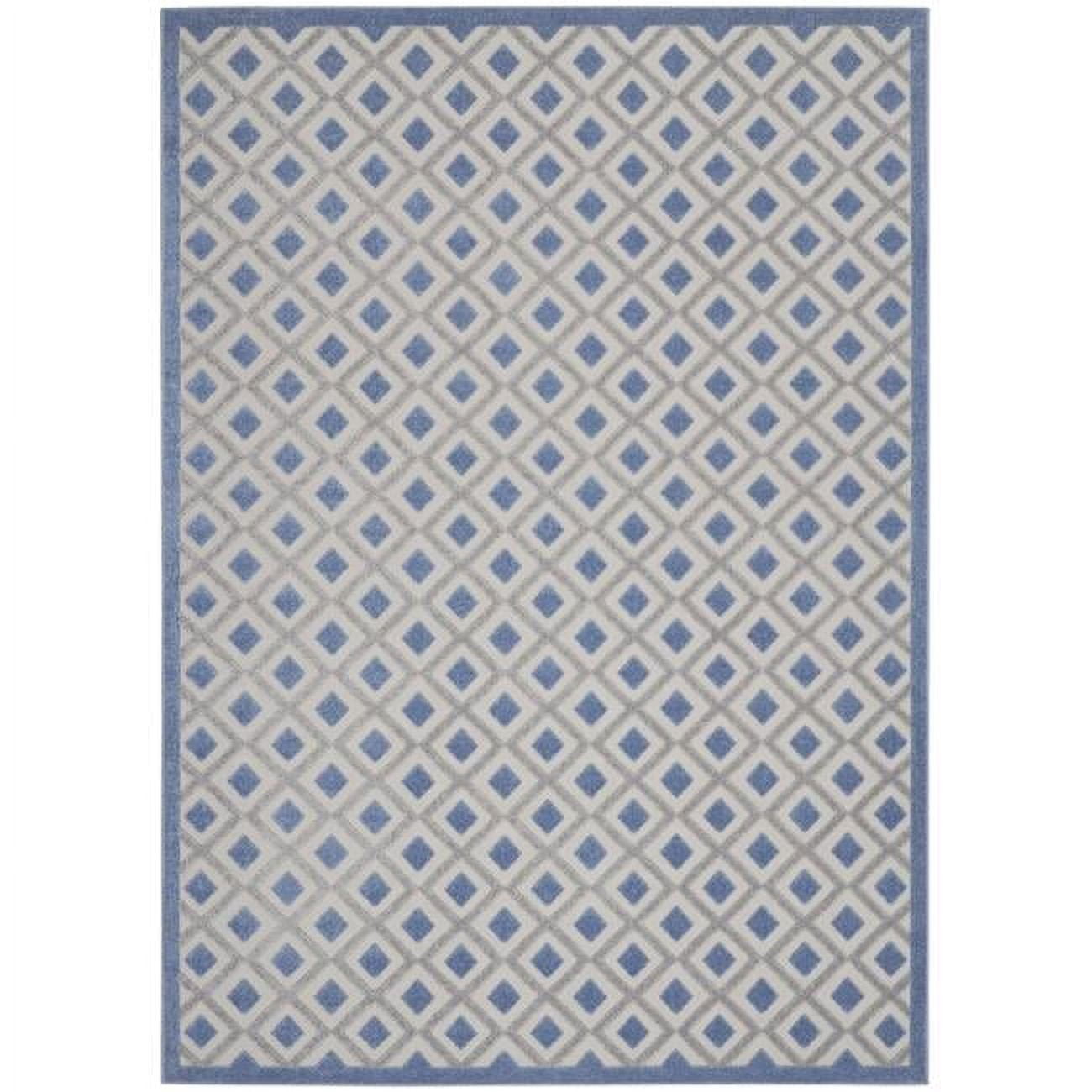9 x 12 ft. Blue & Gray Gingham Non Skid Indoor & Outdoor Rectangle Area ...