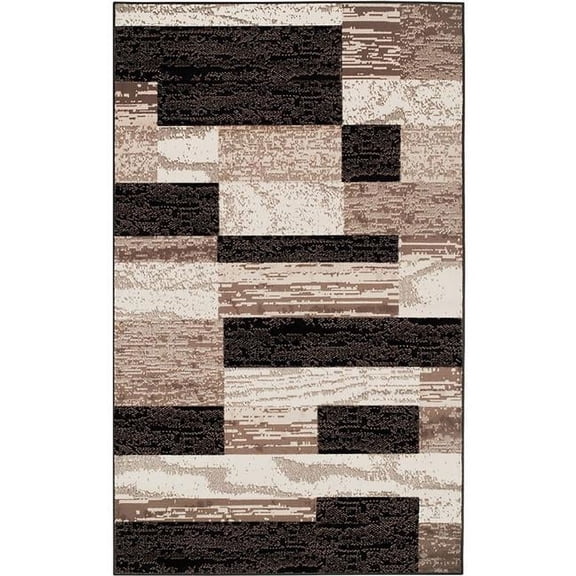 9 x 12 ft. Chocolate Patchwork Power Loom Stain Resistant Rectangle Area Rug