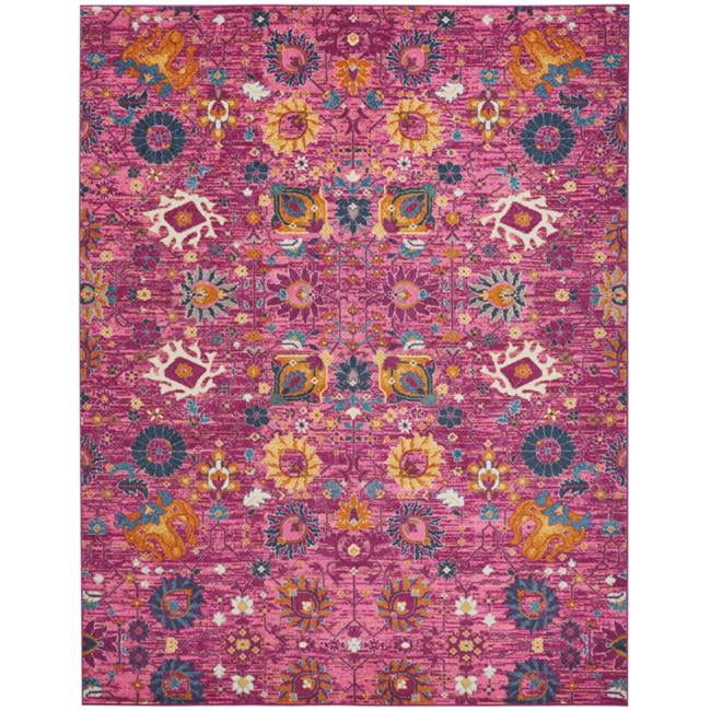 Fuchsia Floral Fantasy 9' x 12' Synthetic Easy-Care Rug