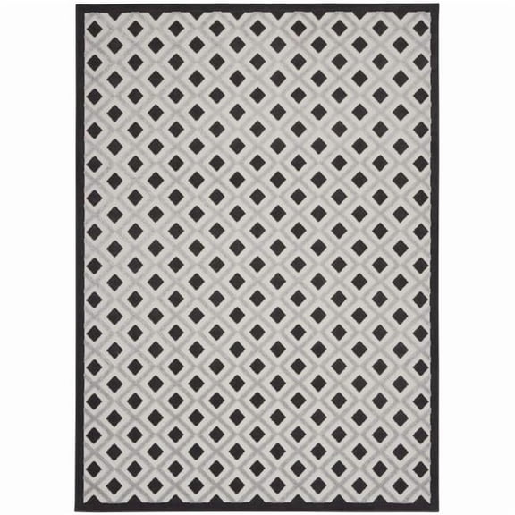 9 x 12 ft. Gingham Non Skid Indoor Outdoor Rectangle Area Rug, Black & White
