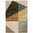 thumbnail image 1 of 9 x 12 ft. Gold Brown Blue Charcoal Rust & Beige Geometric Power Loom Stain Resistant Rectangle Area Rug, 1 of 1