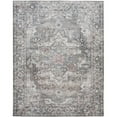 thumbnail image 1 of 9 x 12 ft. Gray Floral Power Loom Distressed Washable Rectangle Traditional Area Rug - Gray - 9 x 12 ft., 1 of 1