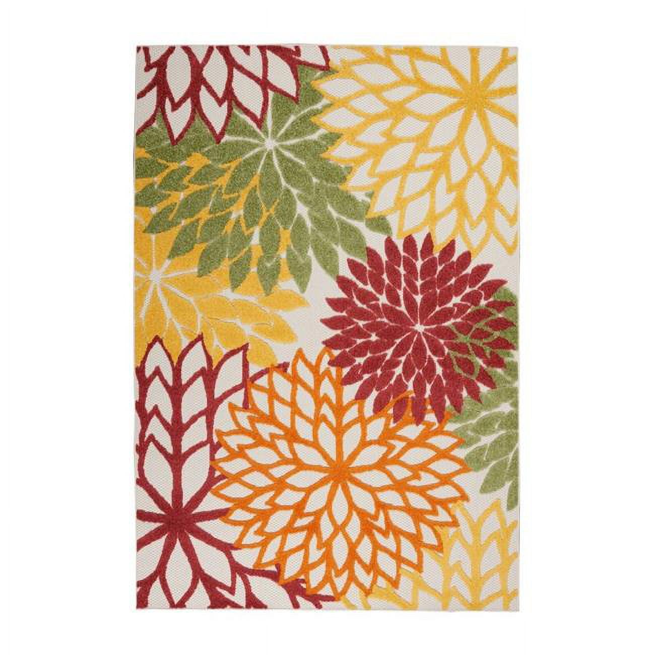9 x 12 ft. Green Floral Non Skid Indoor & Outdoor Area Rug - Walmart.com