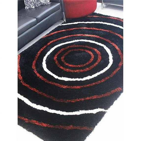 9 x 12 ft. Hand Tufted Shag Polyester Geometric Rectangle Area Rug, Black & Multi Color