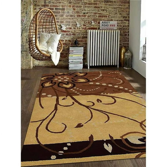 9 x 12 ft. Hand Tufted Wool Contemporary Rectangle Area Rug, Light Brown