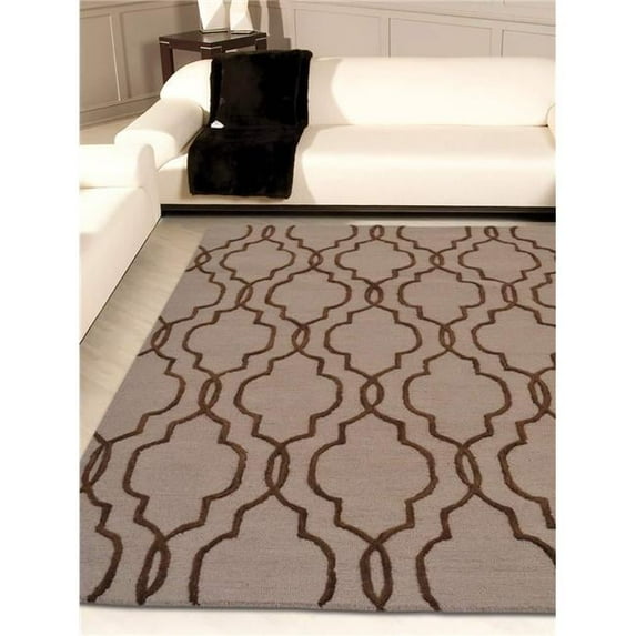 9 x 12 ft. Hand Tufted Wool Geometric Rectangle Area Rug, Beige & Brown