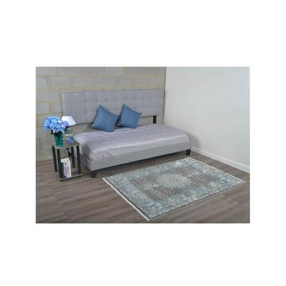 9 x 12 ft. Machine Woven Crossweave Polyester Oriental Rectangle Area Rug, Black & Grey