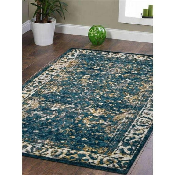 9 x 12 ft. Machine Woven Heatset Polypropylene Oriental Rectangle Area Rug, Blue