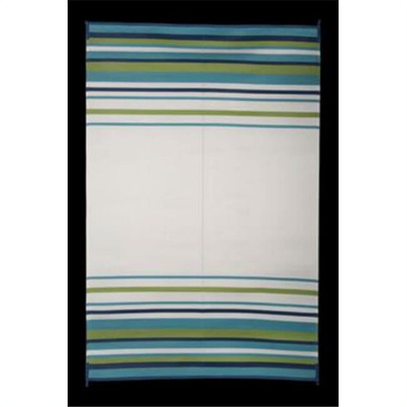 9 x 12 ft. Reversible RV Outdoor Patio Mat, Aqua & Navy