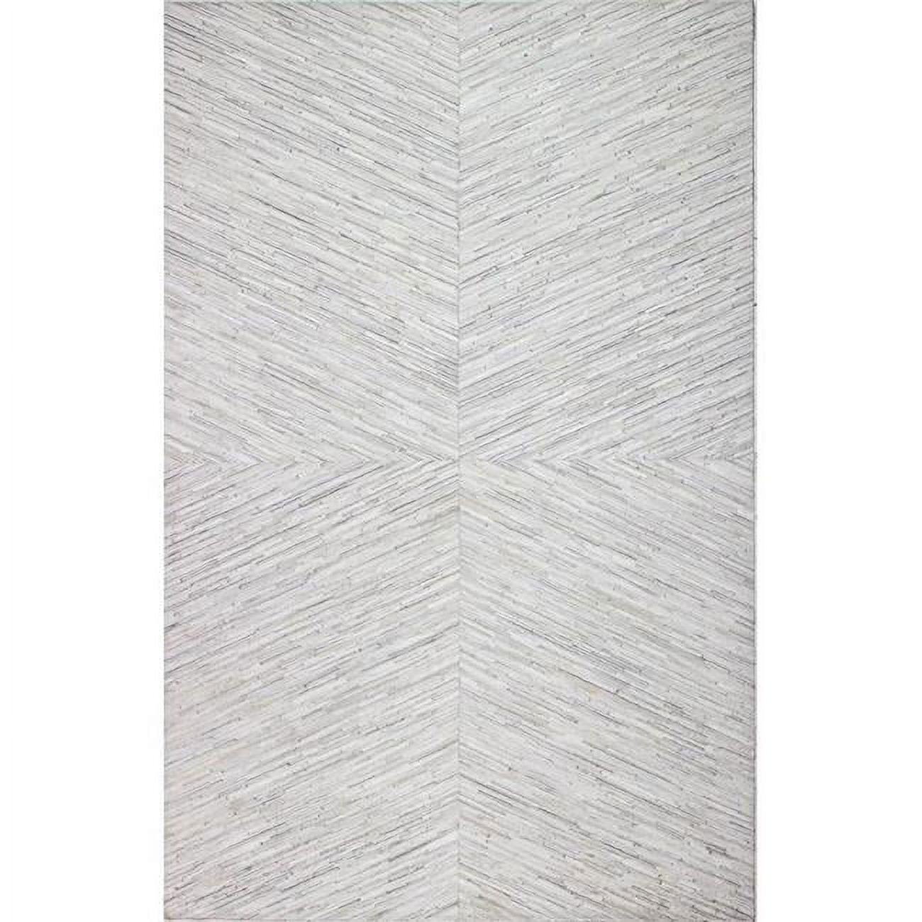 Handmade White Cowhide Geometric 9' x 12' Area Rug