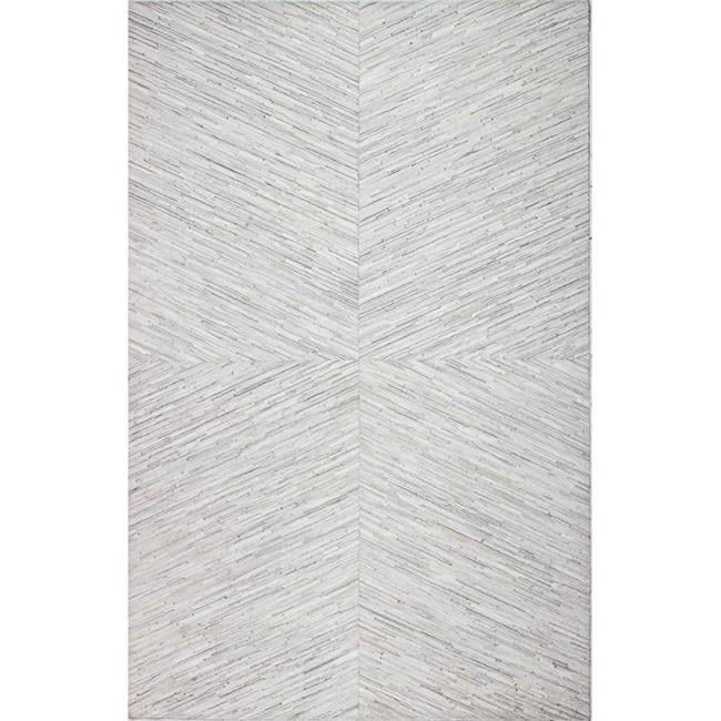Handmade White Cowhide Geometric 9' x 12' Area Rug