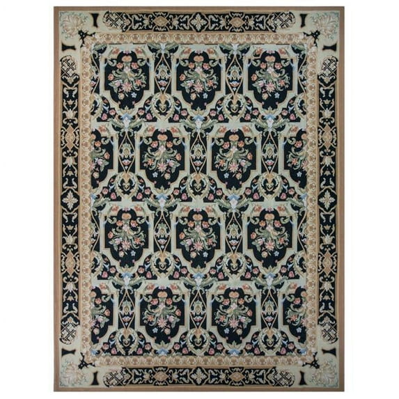 9 x 12 ft. Savoie Flat Woven Area Rug - Black & Gold