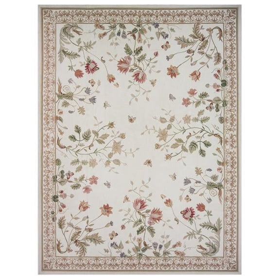 9 x 12 ft. Valan Flat Woven Area Rug - Ivory & Ivory