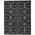 thumbnail image 1 of 9 x 12 ft. Wool Floral Traditional Hand Knotted Distressed Stain Resistant Rectangle Area Rug with Fringe, Blue, Yellow & Red, 1 of 1