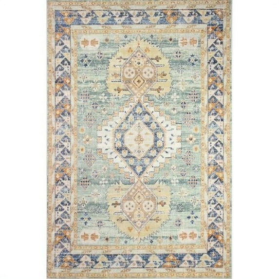 9 x 12 in. Sorrento Transitional Polypropylene Power Loom Area Rug - Light Green