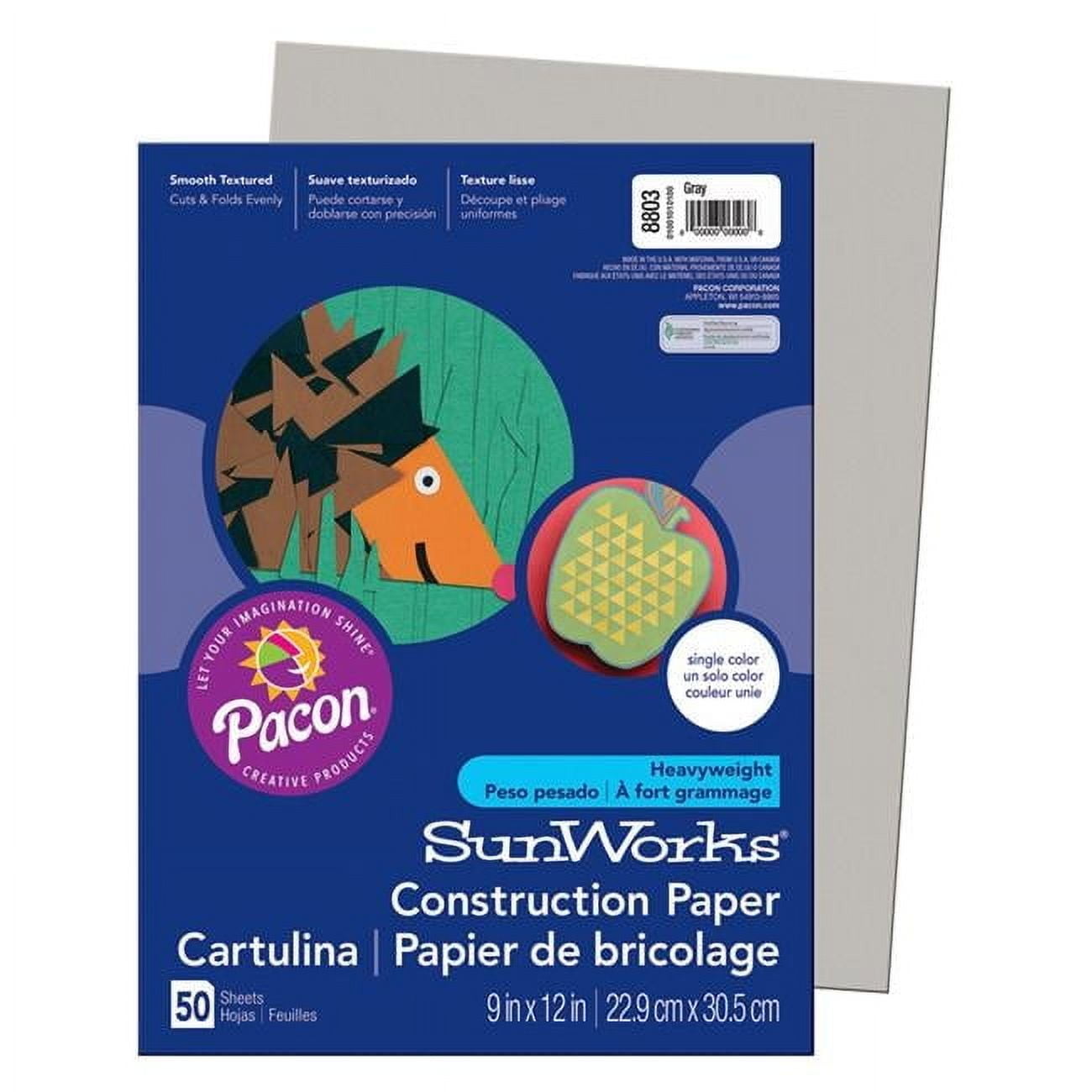 9 x 12 in. Sunworks Gray Construction Paper - 50 Count - Pack of 10