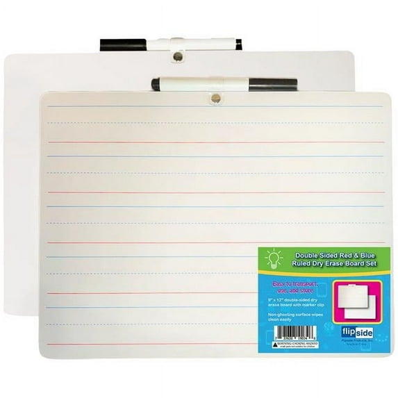 9 x 12 in. Two-Sided Dry Erase Board with Pen, White & Lined - Pack of 12
