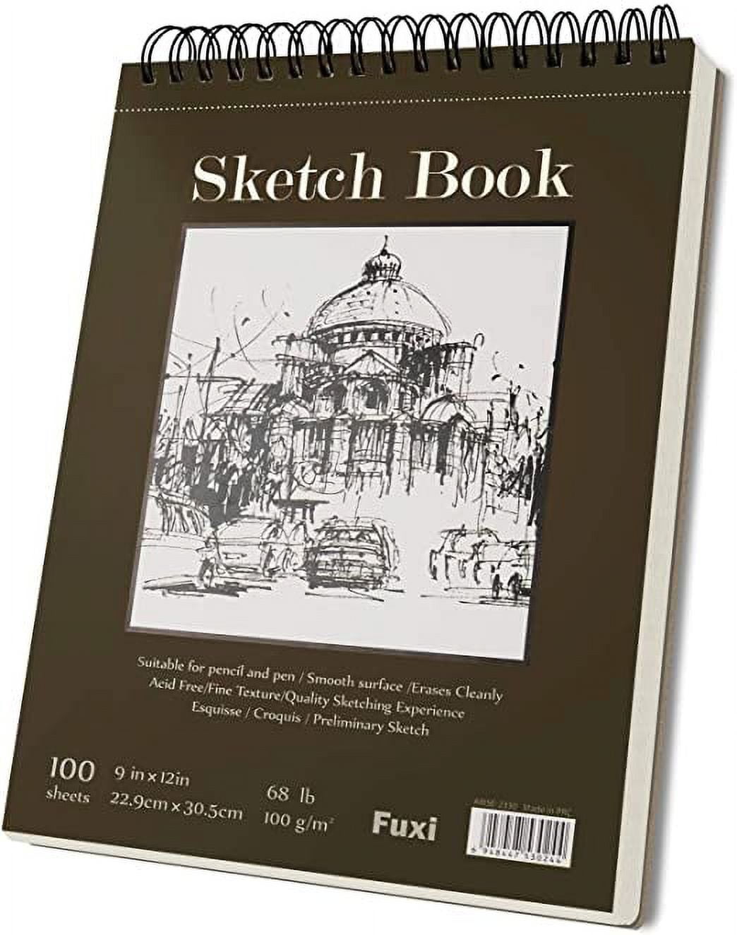 Top Spiral Sketchbook for Drawing Hardcover 9 x 12 Large Sketch Book for  Women Men Girl 105 Sheets (68lb/100gsm) Premium Paper Sketch Pad, Black