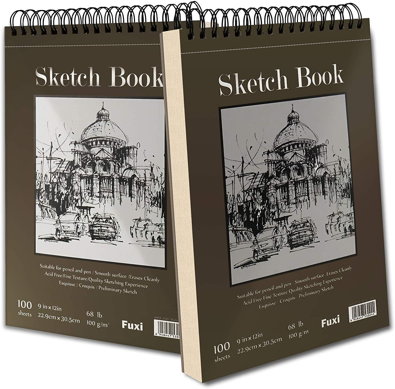 9x12 Inch Top Spiral Bound Acid-Free Sketch Book Pack