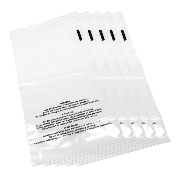 9 x 12 inches Suffocation Warning Clear Plastic Self Seal Poly Bags 1.5 Mil