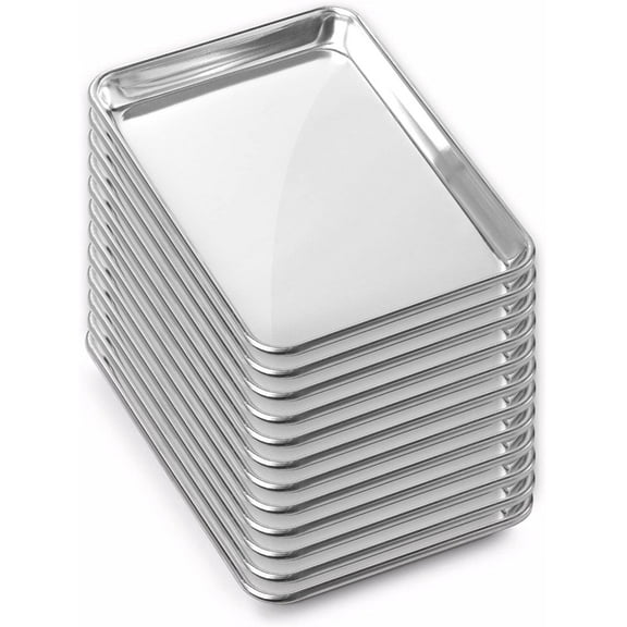 9" x 13" Commercial Grade Aluminum Cookie Sheet Baking Tray Jelly Roll Pan Quarter Sheet - 12 Pans